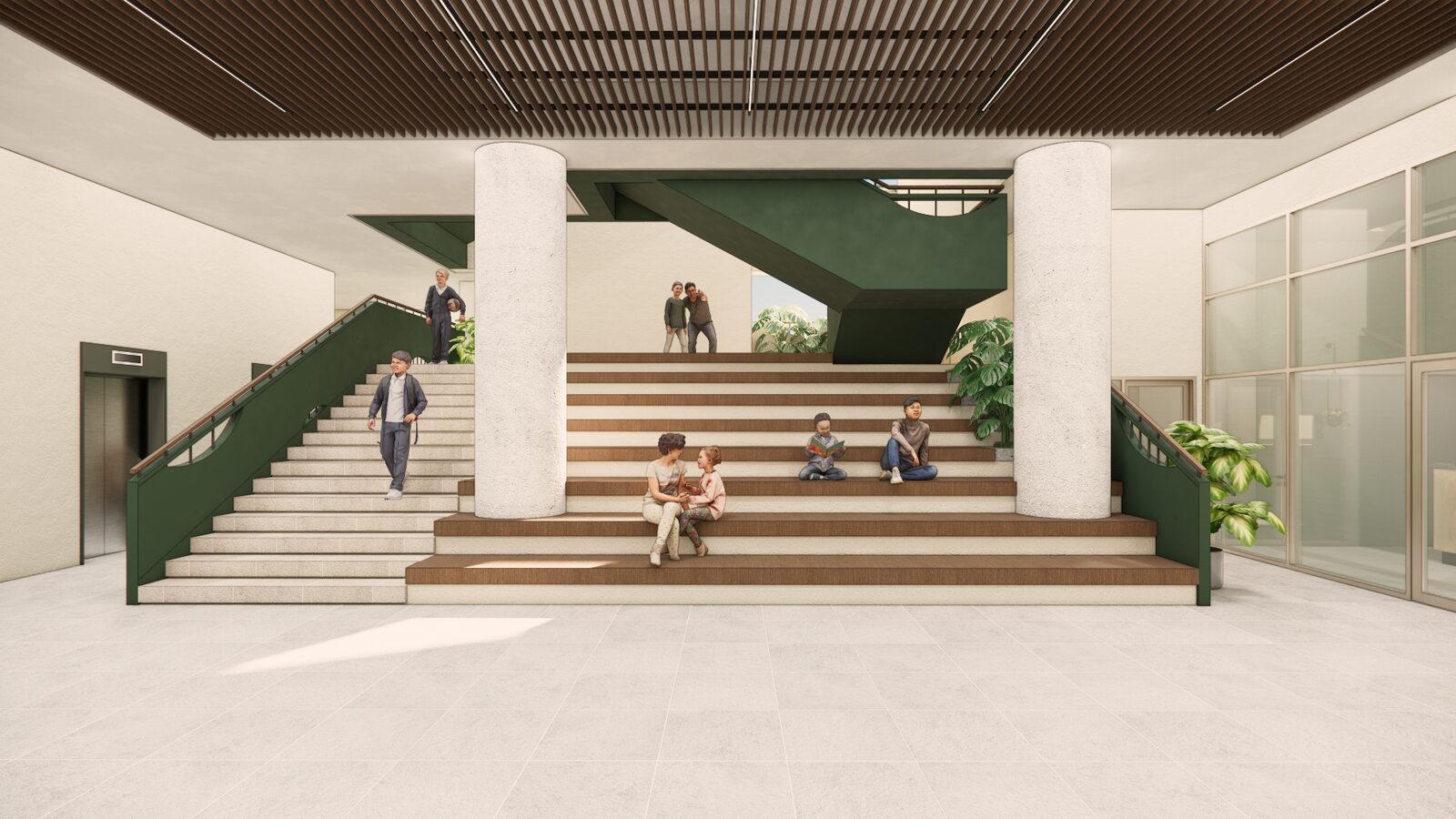 Atrium and amphitheater steps render
